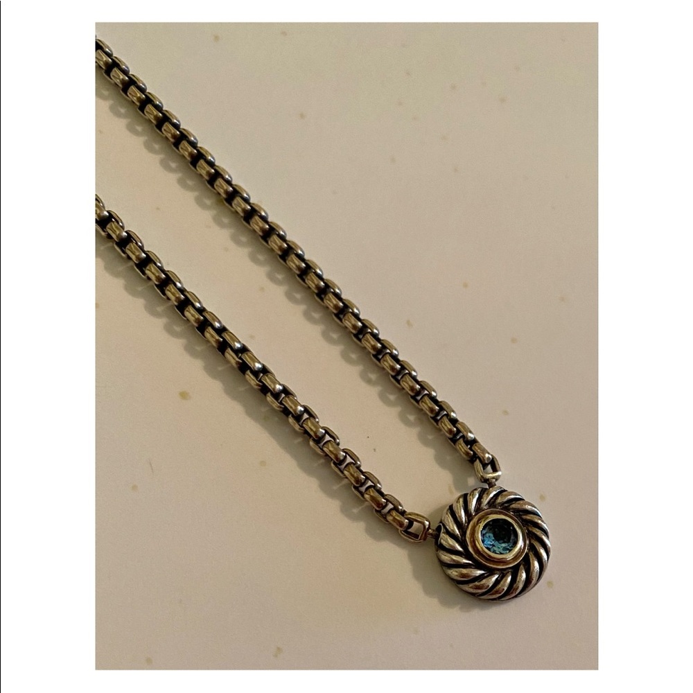 David Yurman Blue Topaz Cookie Necklace